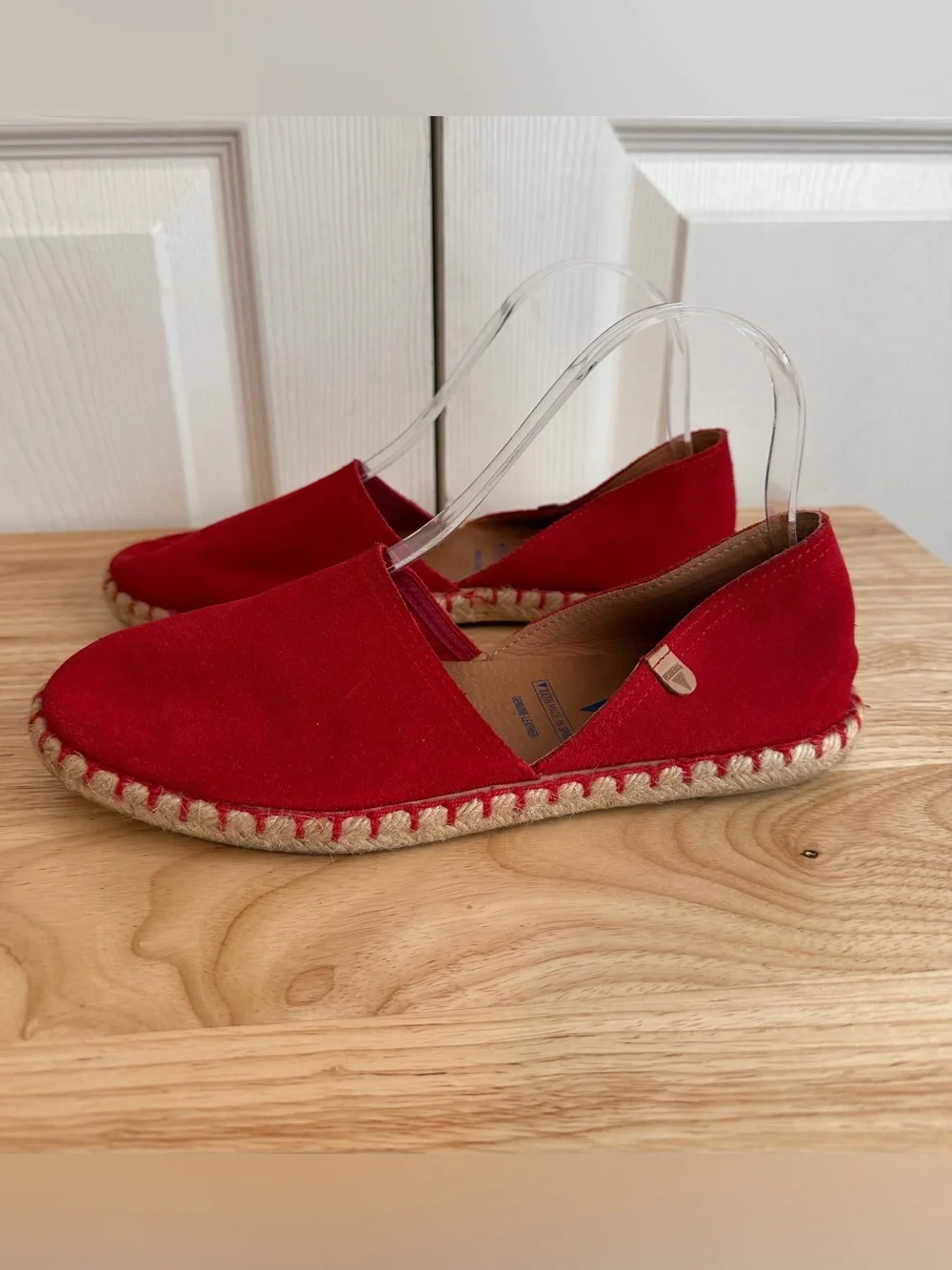 Verbenas Red Suede Espadrille Slip-Ons - Size 38